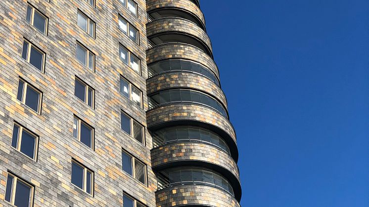 Fyrtornet på Lidingö, takskiffer Otta Rost i fasadsystemet NordClad