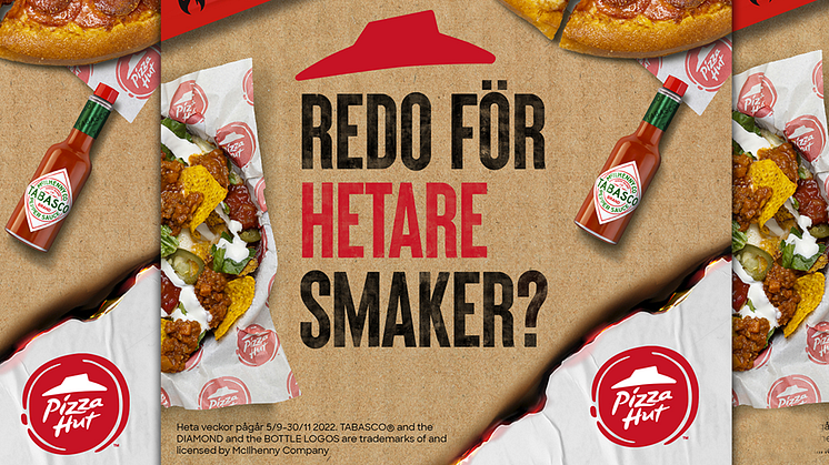 Specialmeny hos Pizza Hut med TABASCO® som ingrediens i flera rätter.