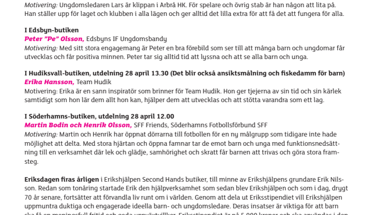 Engagerade idrottsledare får Eriksstipendiet i Gävleborgs län