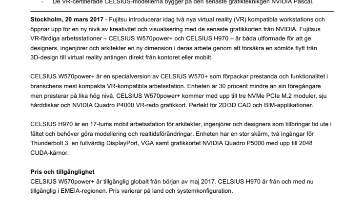 Fujitsu lanserar nya VR-kompatibla workstations
