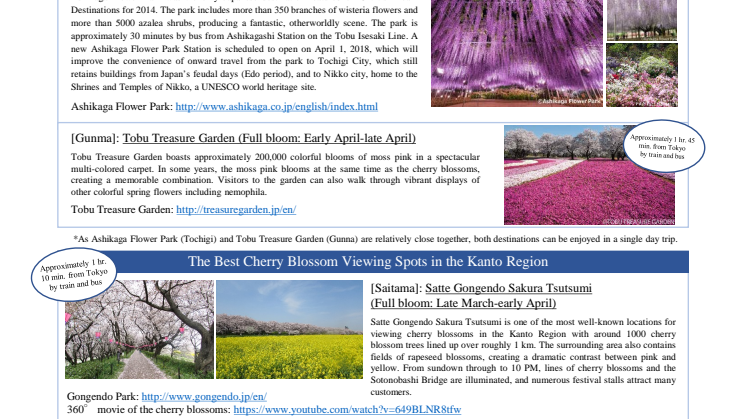Experiencing the Joys of Spring in Japan  Four Popular Half-Day Flower Viewing Trips in Easy Reach of Tokyo
