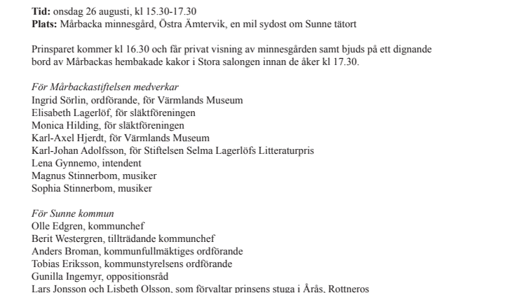 Prinsparet besöker Mårbacka