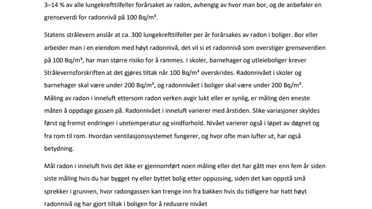 Om radon og risikoen det medfører