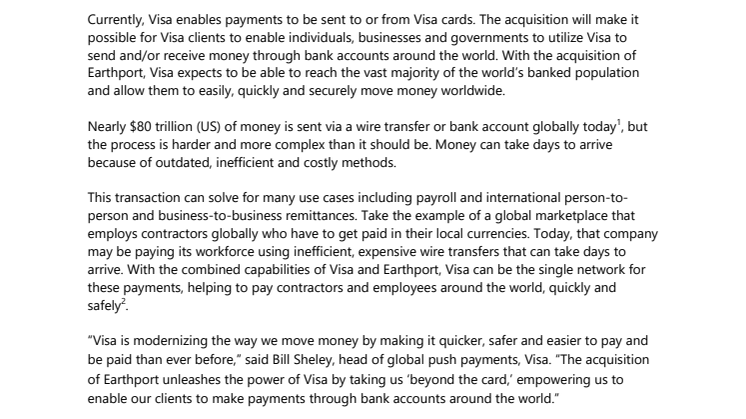 Visa osti Earthportin