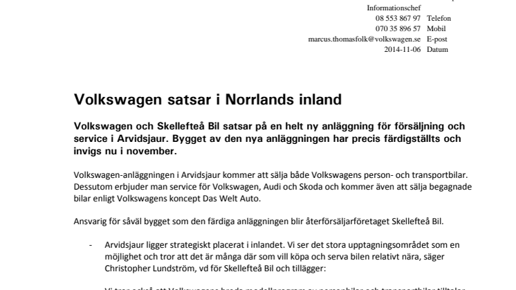 Volkswagen satsar i Norrlands inland