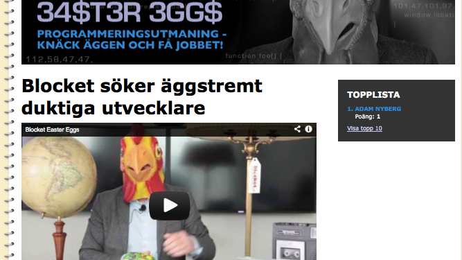 Digital äggjakt i påsk - Blocket vill locka programmerare genom kluriga easter eggs