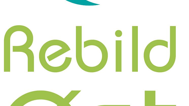 Rebild Øst Klyngens logo som symboliserer naturen omkring Rebild Øst, med skov og vand. De bløde kurver som omslutter hinanden og binder fællesskabet sammen. Naturen indbyder til ro og sammenhold, som gør området attraktivt.