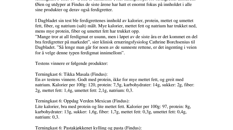 Findus har den sunneste ferdigmaten!