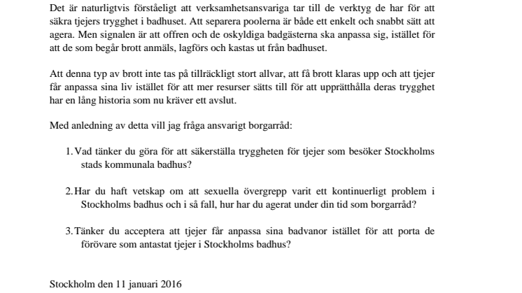 ​Centerpartiet kräver svar av stadshusmajoriteten om åtgärder för att säkerställa kvinnors trygghet
