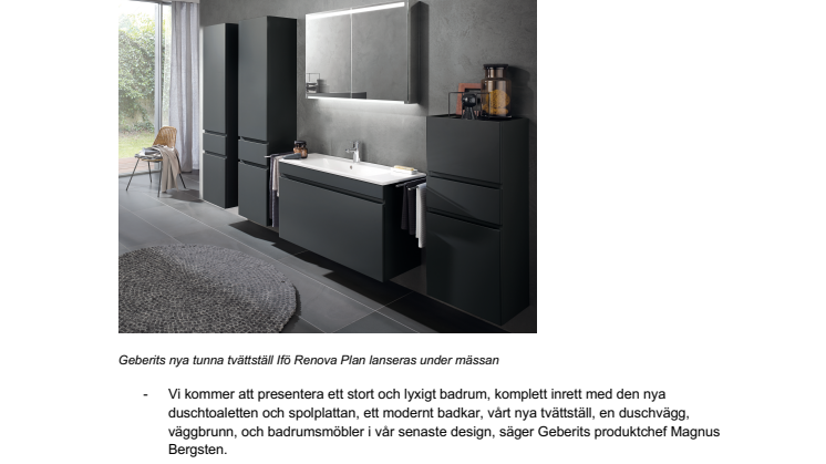 Geberit lanserar spännande badrumsnyheter  under Stockholm Furniture & Light Fair