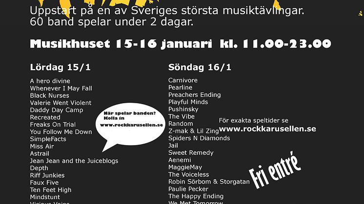Uppstart av året Rockkarusell - Sveriges största musiktävling