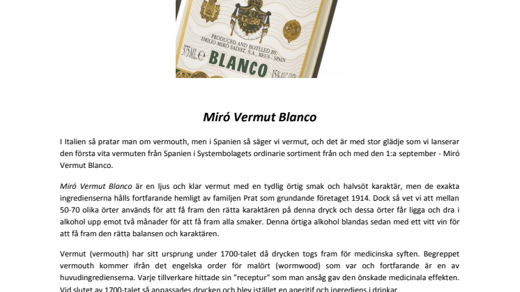 Miró Vermut Blanco, en vermouth från Spanien som utmanar italienarna!