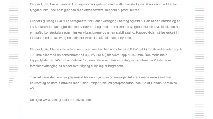 Ny gulvsag fra Clipper 