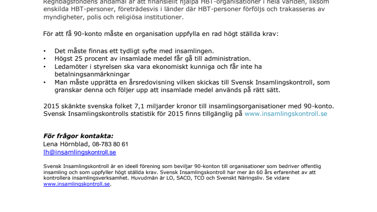 Regnbågsfonden har beviljats 90-konto