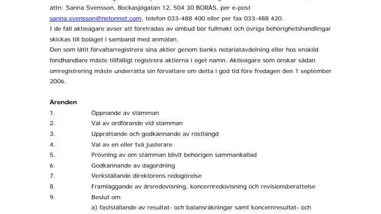 Kallelse till årsstämma (ordinarie bolagsstämma) i NetOnNet AB (publ)