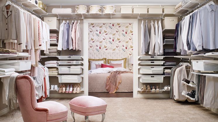 Unelmiesi walk-in vaatehuone Elfa Classic:lla