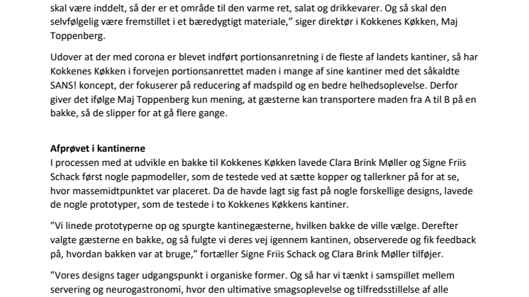 Kokkenes Køkken udvikler ny serveringsbakke sammen med DTU-studerende