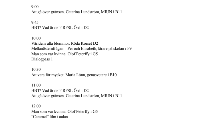 Tisdagens schema, Palmcrantz