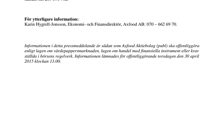 Antal aktier i Axfood