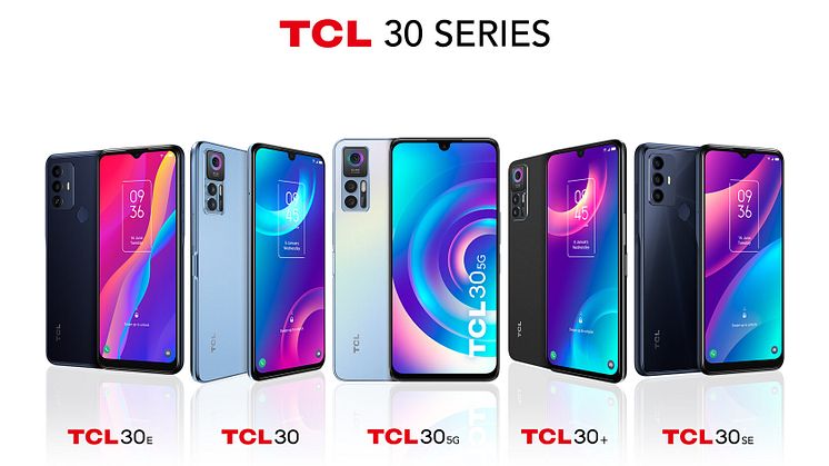TCL lanserer fem smarttelefoner i TCL 30-serien på Mobile World Congress