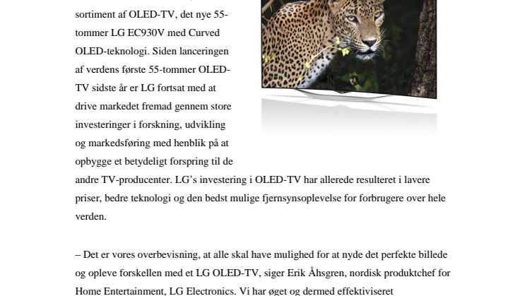 LG UDVIDER VIRKSOMHEDENS BRANCHEFØRENDE  OLED-TV-FAMILIE 