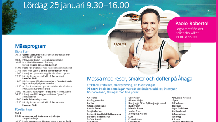 Mässprogram till Resor och Mat på Åhaga 25 januari