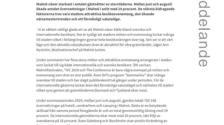 ​Allt fler turister väljer Malmö