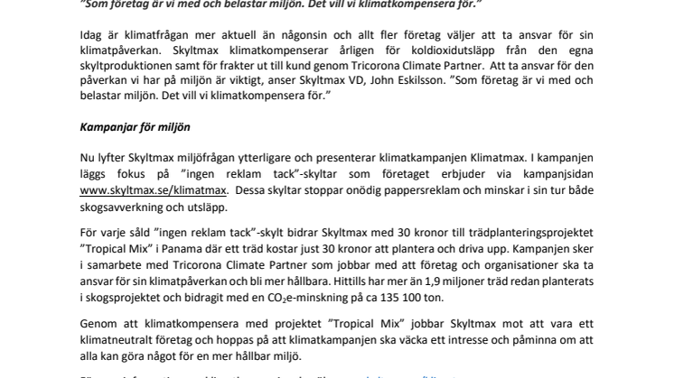 Skyltmax kampanjar för miljön