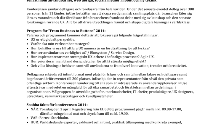 ”From Business to Buttons” gör comeback!