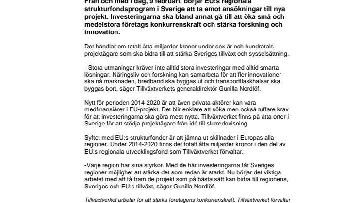 Nu öppnar EU-program för ansökningar 