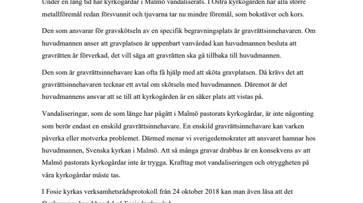 Nolltolerans mot vandalisering av kyrkogårdar