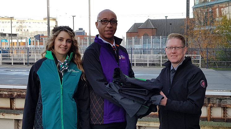 Staff from London Northwestern Railway and West Midlands Railway hand over uniform to the Salvation Army