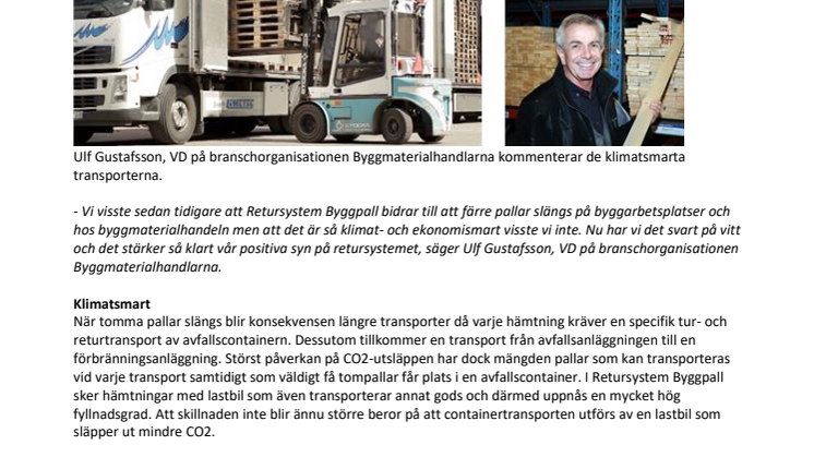 Ny rapport (del 4): Klimat- och ekonomismarta returtransporter stärker byggbranschen