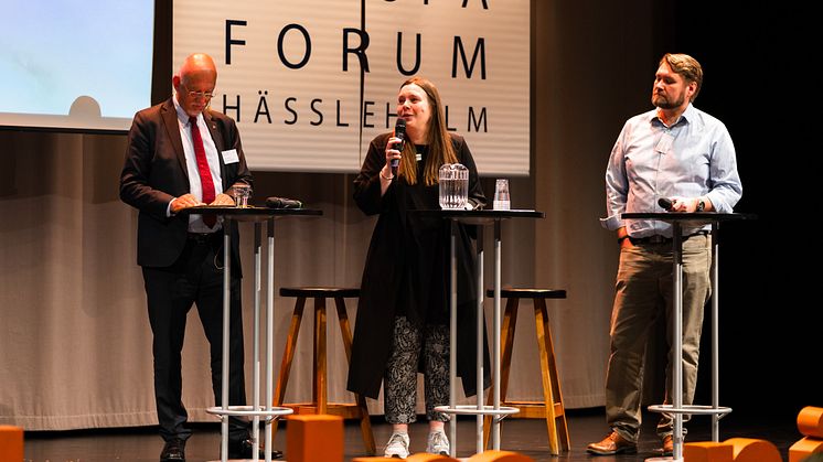Samtal under Europaforum 2019 med Hans Dahlgren (Sveriges EU-minister), Torbjörn Sjöström (VD Novus) och Maria Strömvik (Biträdande föreståndare Centrum för Europaforskning, Lunds Universitet). Foto: fotografdaniel.se