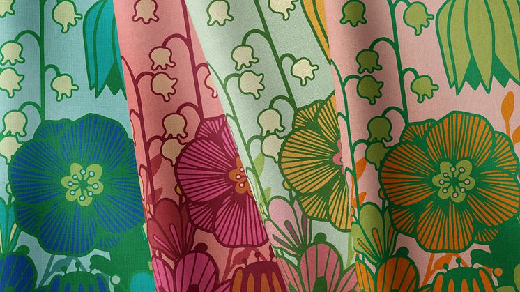  Väggbonaden Wallflower no.2 finns i de härliga färgerna Mint Blush, Pink & Crispy Green och Peach Burgundy.