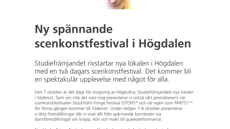 Ny spännande scenkonstfestival i Högdalen