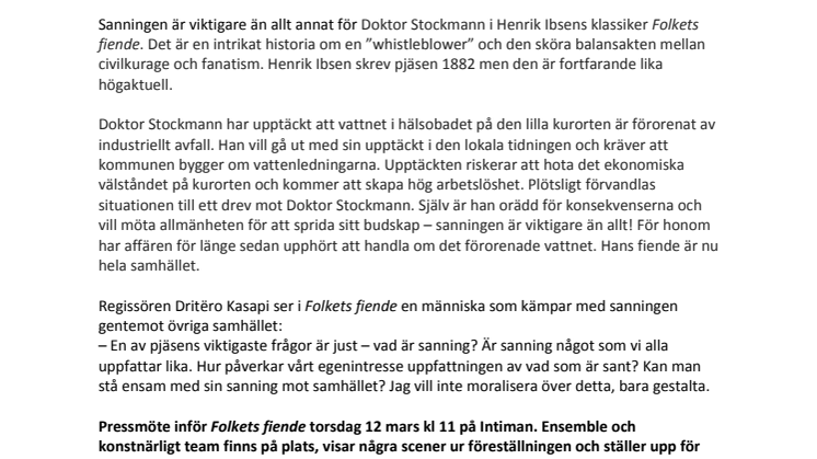 Pressmaterial till Folkets fiende