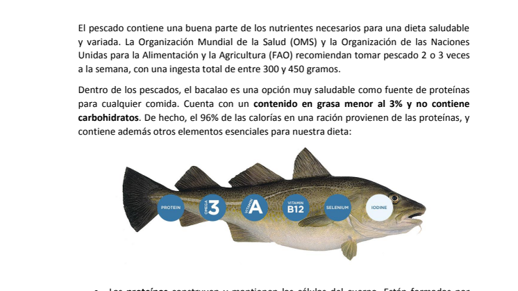 Bacalao, una fuente saludable de proteínas