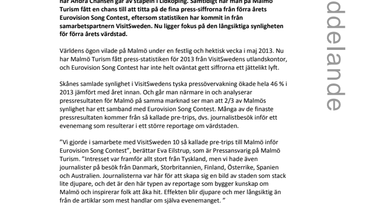 Eurovision fortsätter att lyfta Malmö i internationell press