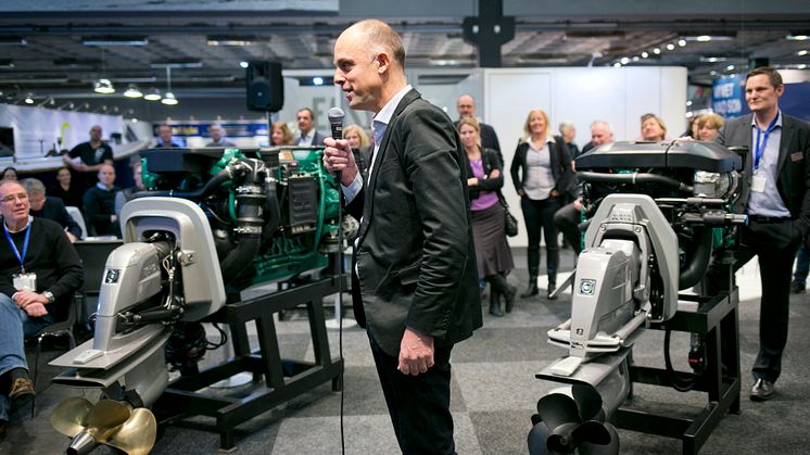 Båtmässan 2014 Pressträff i Volvo Pentas monter