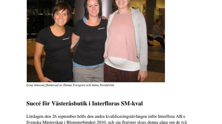Succé för Västeråsbutik i Interfloras SM-kval