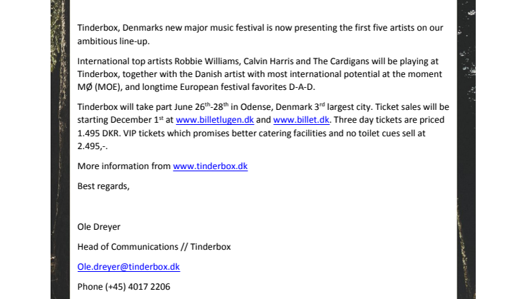 Robbie Williams, Calvin Harris, The Cardigans, MØ & D-A-D at Tinderbox