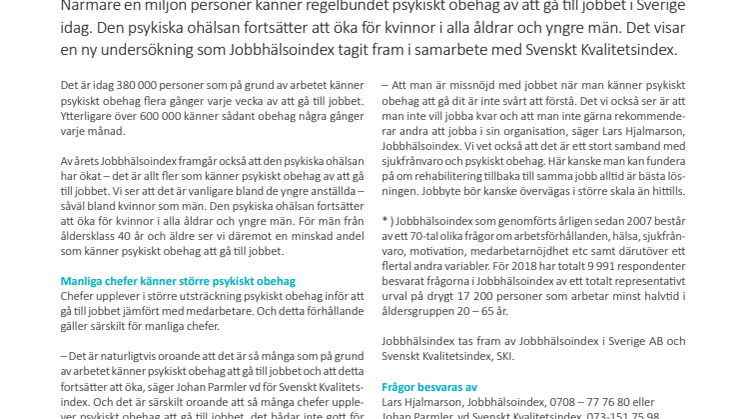 Jobbhälsoindex 2018