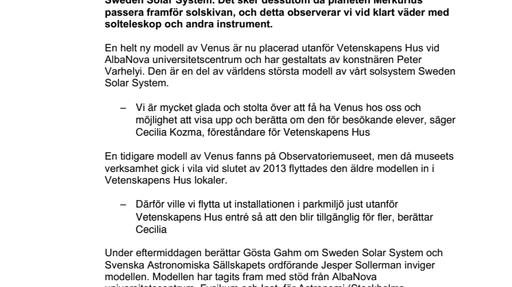 ​Återinvigning av planeten Venus