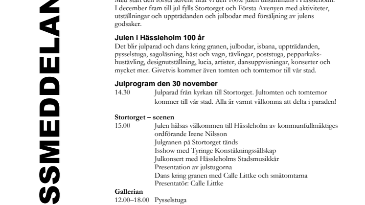 Julen invigs i Hässleholm av Irene Nilsson, kommunfullmäktiges ordförande