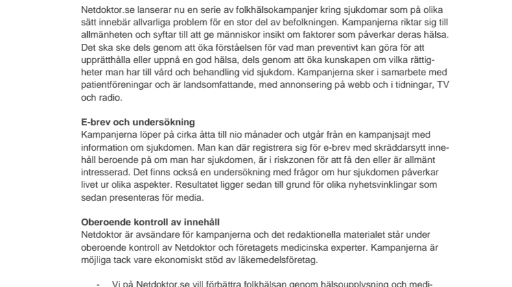 Om Netdoktors folkhälsokampanjer