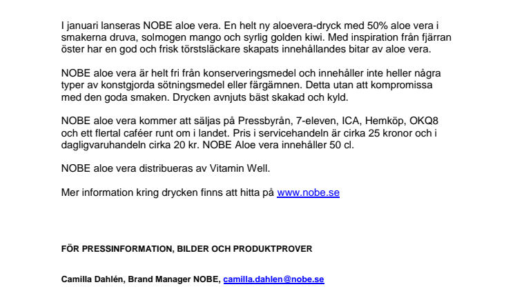 Ny aloe vera dryck i handeln