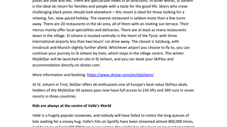 A presentation of SkiStar's news for winter 2016/17