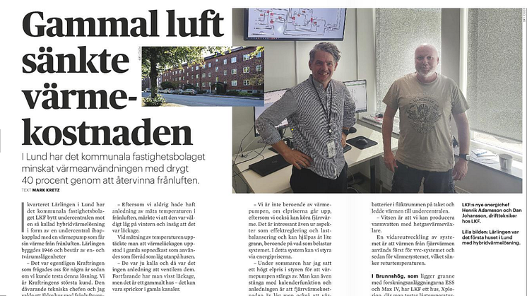 Faksimil av artikeln om innovationssatsningen. På bild: Henrik Adamsson (t.v.) och Dan Johansson (t.h.). 