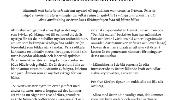 Örter som sallad kan ge bättre hälsa